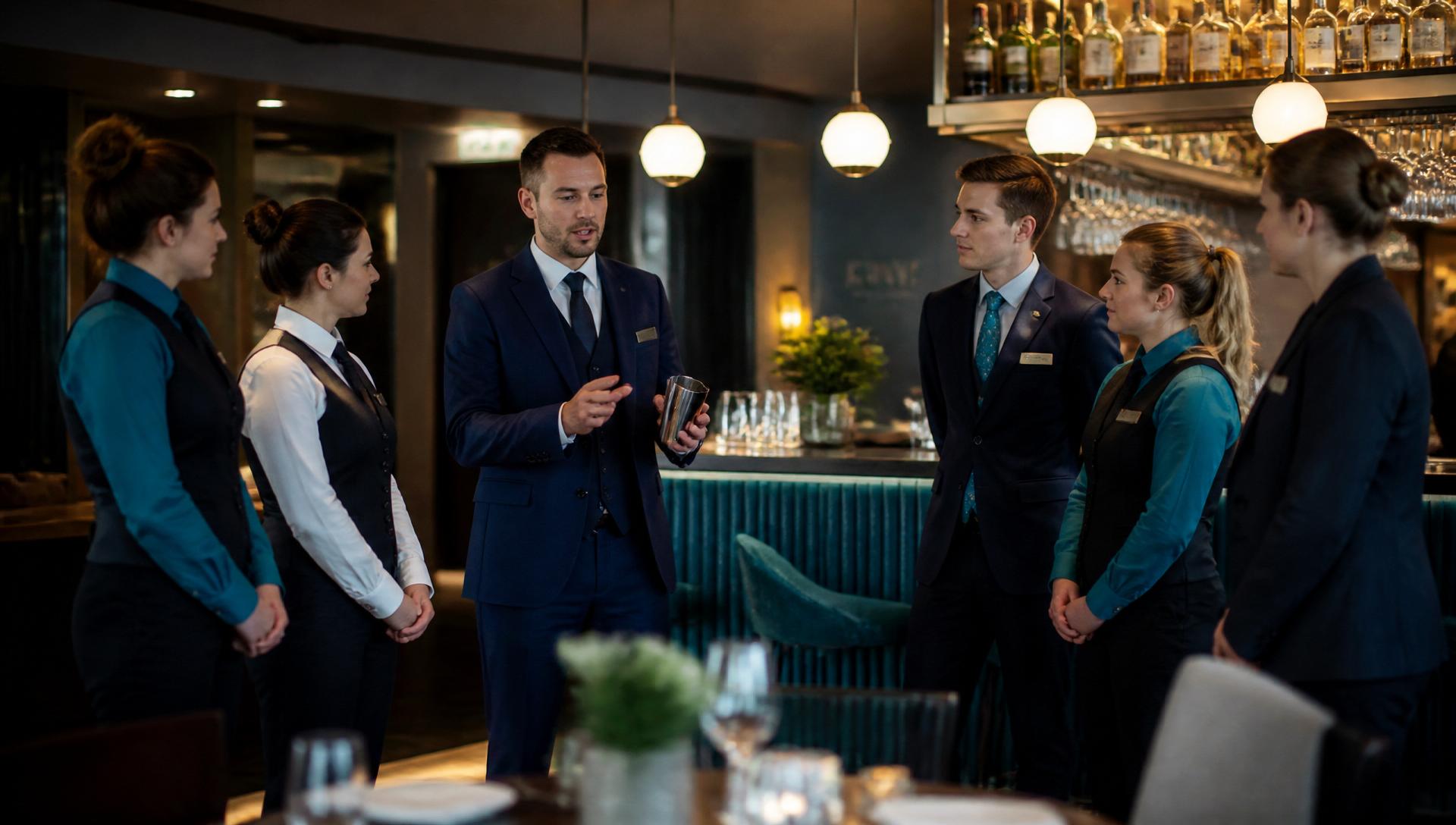Hospitality training session in a modern Irish hotel
